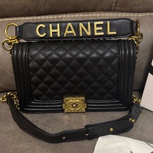 CHANEL Black Quilted Crossbody with Gold Hardware